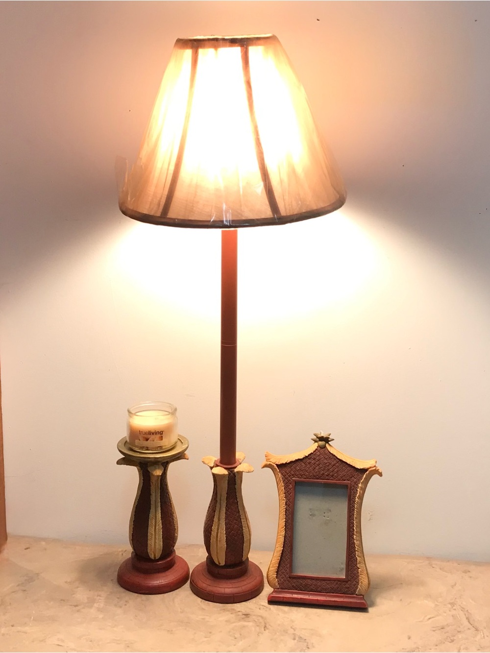 VTG Resin Lamp Pillar Candleholder & Picture Frame